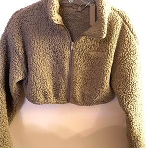SKIMS Tan Teddy Jacket Plush Cropped Style